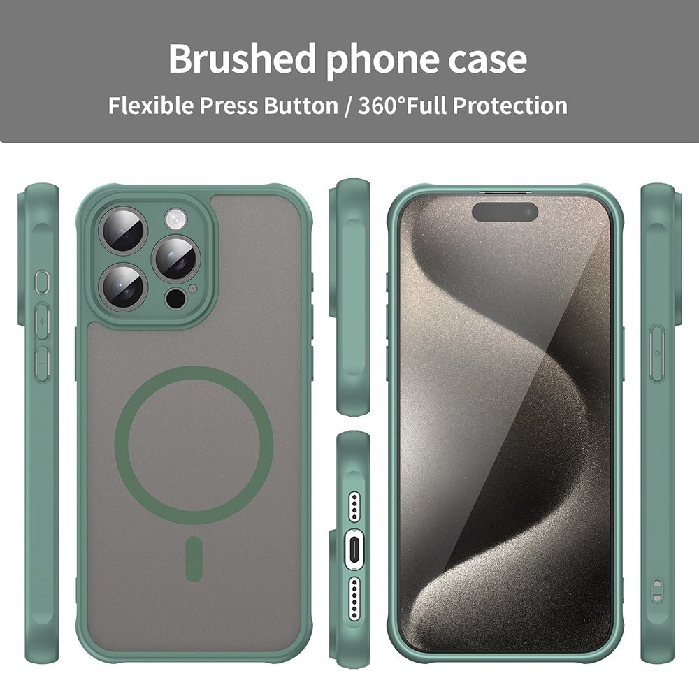 Techsuit iPhone 15 Pro - Σκληρή Θήκη με Πλαίσιο Σιλικόνης και MagSafe - HaloFrost II MagSafe - Green