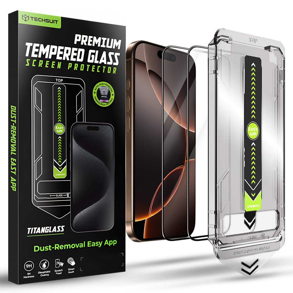 Techsuit iPhone 16 Pro / iPhone 17 - Σετ με 2 Full Screen Αντιχαρακτικά Γυαλιά Οθόνης - TitanGlass FullCover - Black