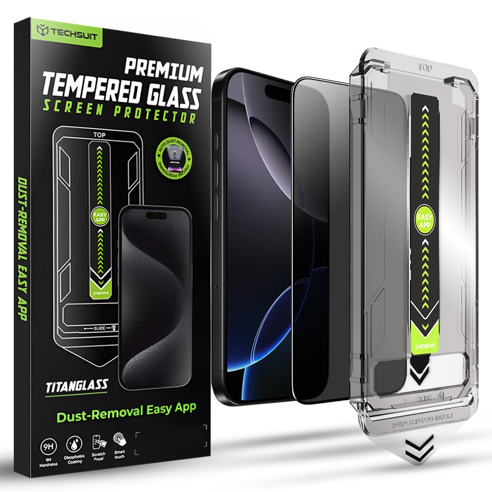 Techsuit iPhone 16 Pro Max - Full Screen Αντιχαρακτικό Γυαλί Οθόνης - TitanGlass FullCover - Privacy