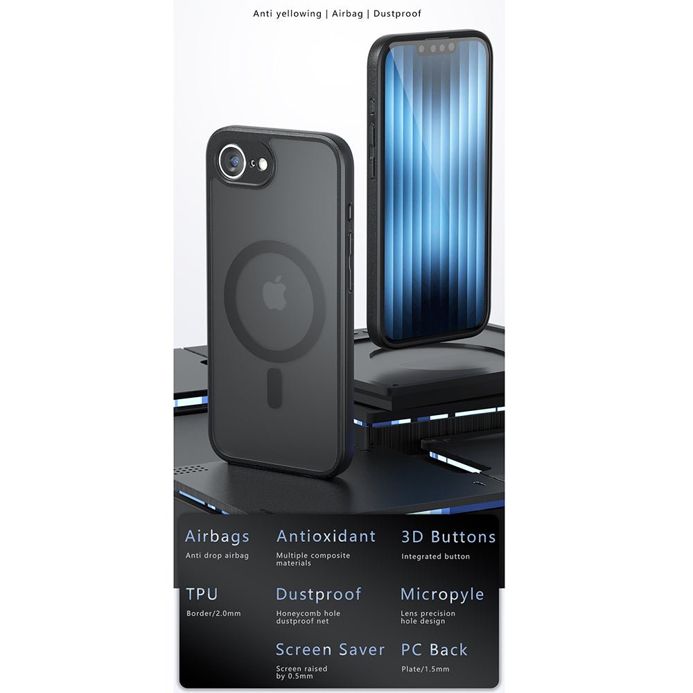 Techsuit iPhone 16 - Σκληρή Θήκη με Πλαίσιο Σιλικόνης και MagSafe - PureFrost MagSafe - Frosted Black