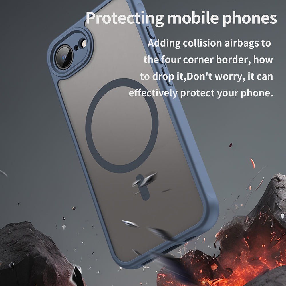 Techsuit iPhone 16e / iPhone 17e - Σκληρή Θήκη με Πλαίσιο Σιλικόνης και MagSafe - HaloFrost II MagSafe - Navy Blue