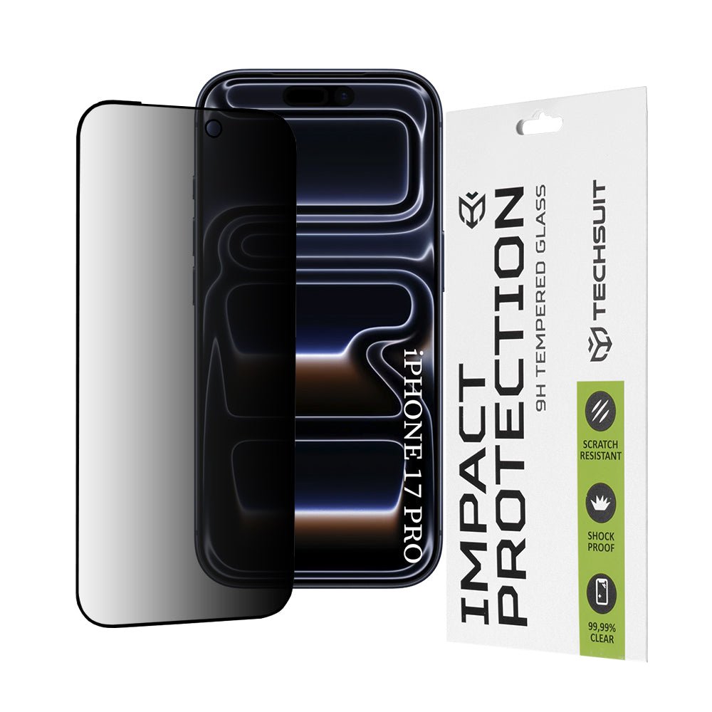 Techsuit iPhone 17 Pro - Full Screen Full Glue Tempered Glass Αντιχαρακτικό Γυαλί Οθόνης 9H 0.33mm 111D Privacy - Black