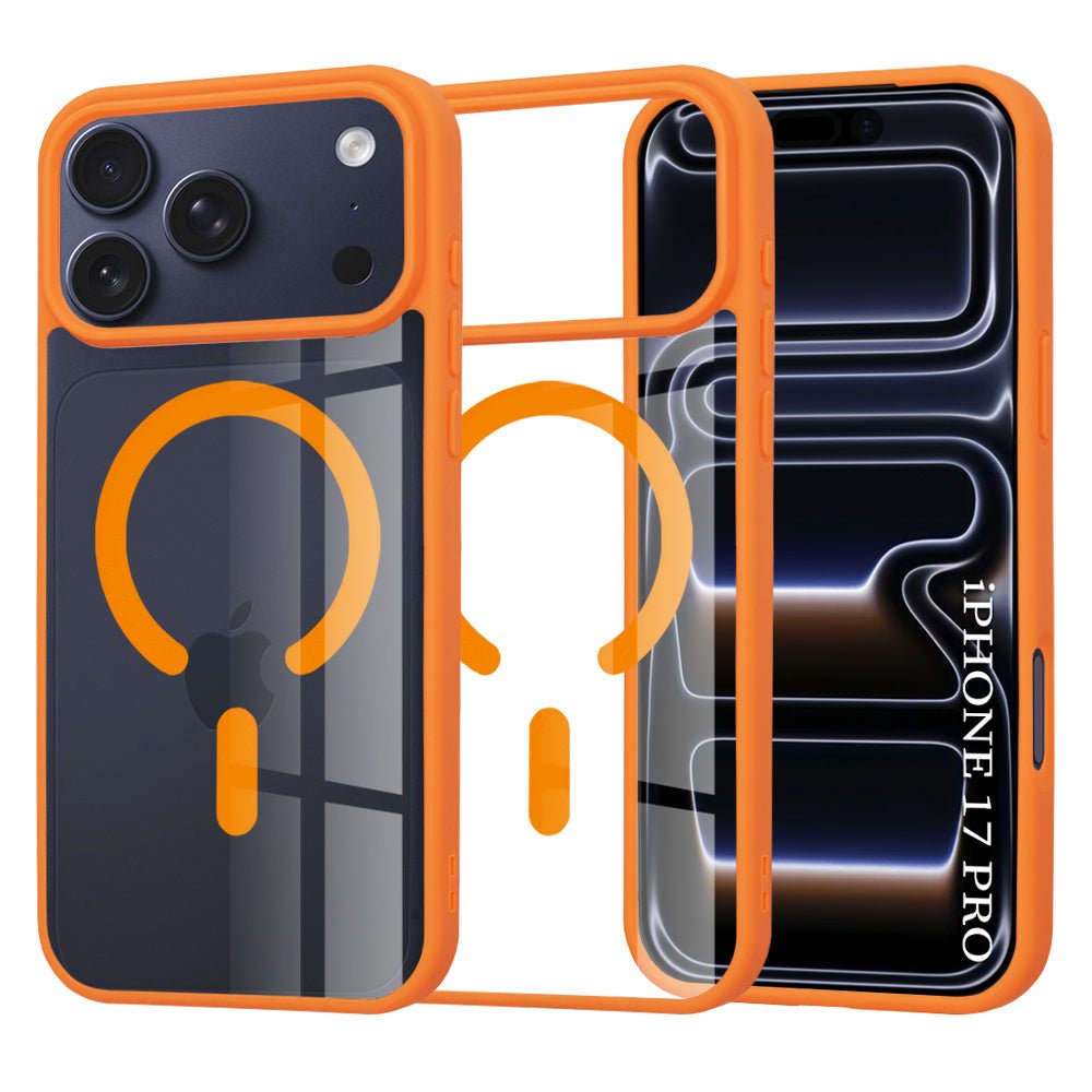 Techsuit iPhone 17 Pro - Σκληρή Θήκη με Πλαίσιο Σιλικόνης - MagSafe Pro - Clear / Orange