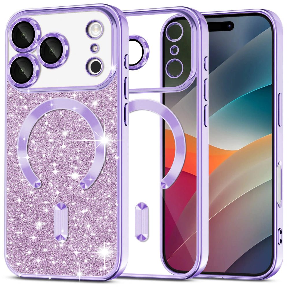 Techsuit iPhone 17 Pro - Θήκη Σιλικόνης - Luxury Glitter MagSafe - Light Purple