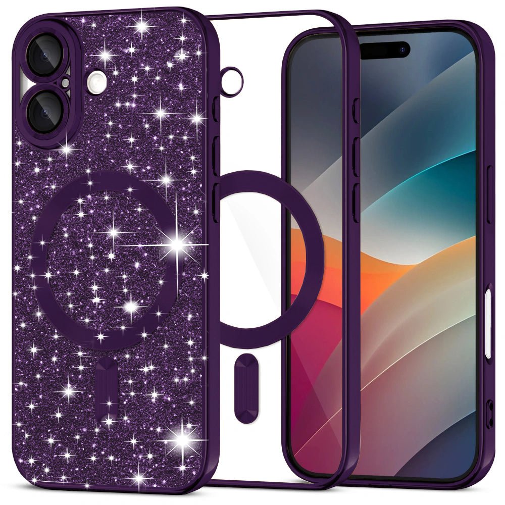 Techsuit iPhone 17 - Θήκη Σιλικόνης - Luxury Glitter MagSafe - Deep Purple