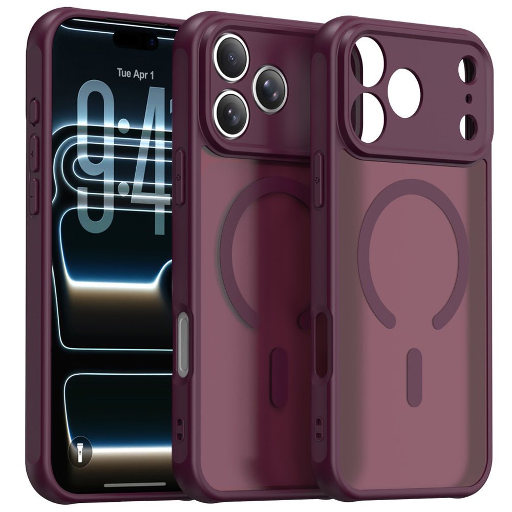 Techsuit iPhone 18 Pro / iPhone 17 Pro - Σκληρή Θήκη με Πλαίσιο Σιλικόνης και MagSafe - HaloFrost II - Dark Cherry