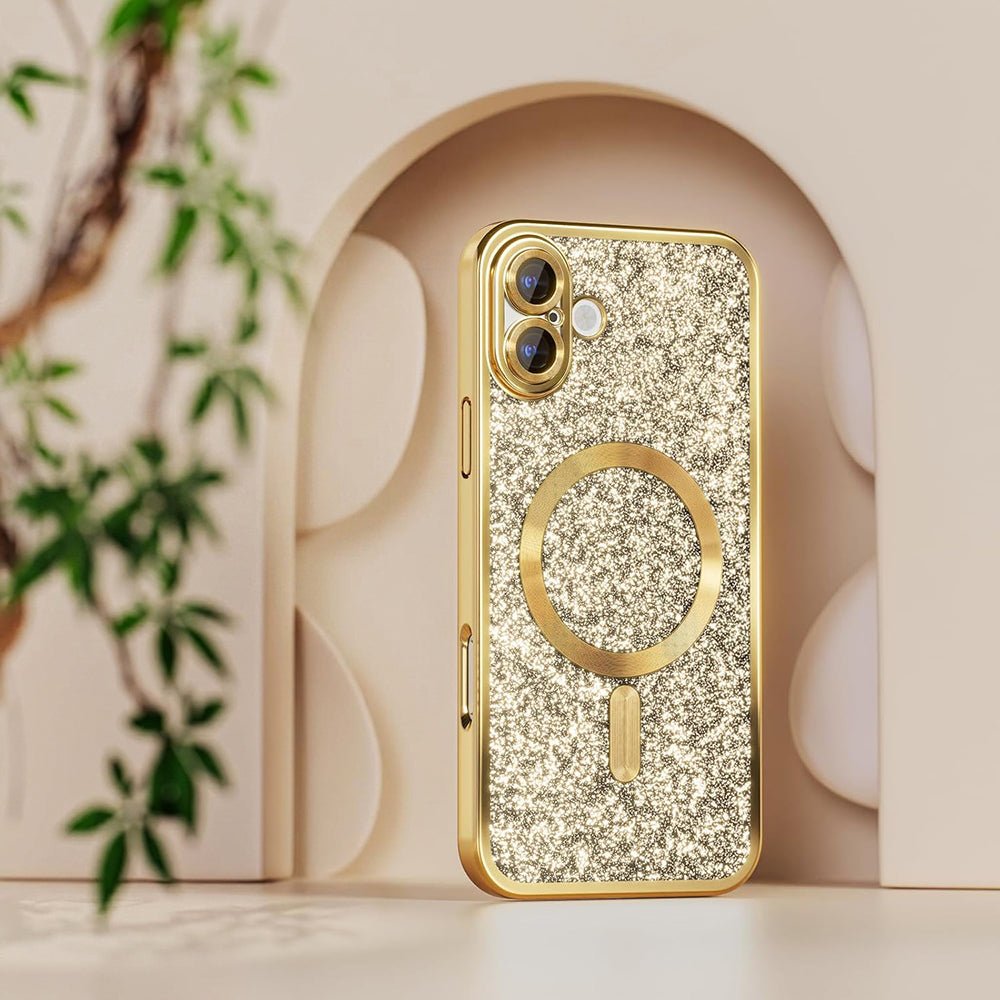 Techsuit iPhone 18 Pro / iPhone 17 Pro - Θήκη Σιλικόνης με MagSafe - Luxury Glitter - Dark Cherry