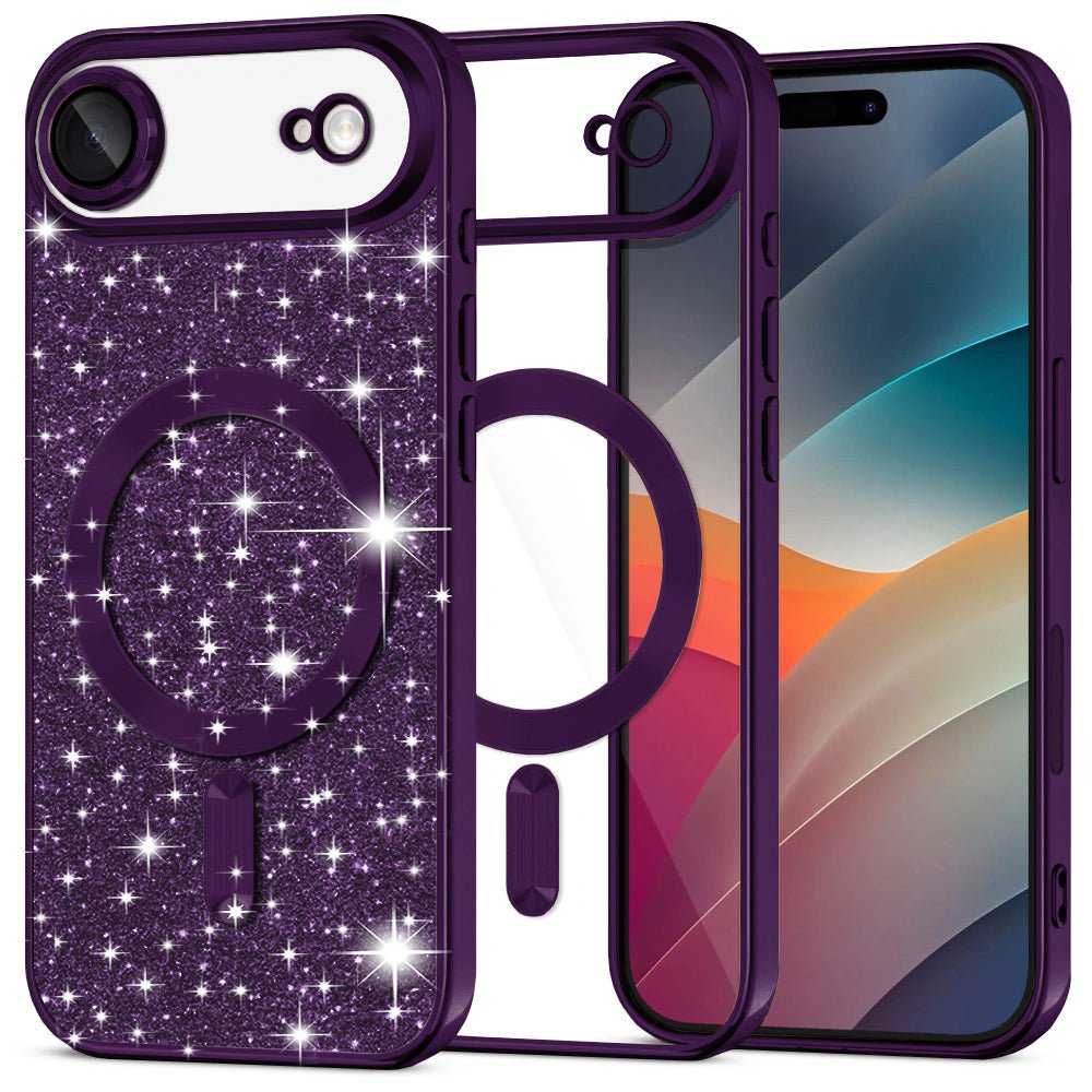 Techsuit iPhone Air - Θήκη Σιλικόνης - Luxury Glitter MagSafe - Deep Purple