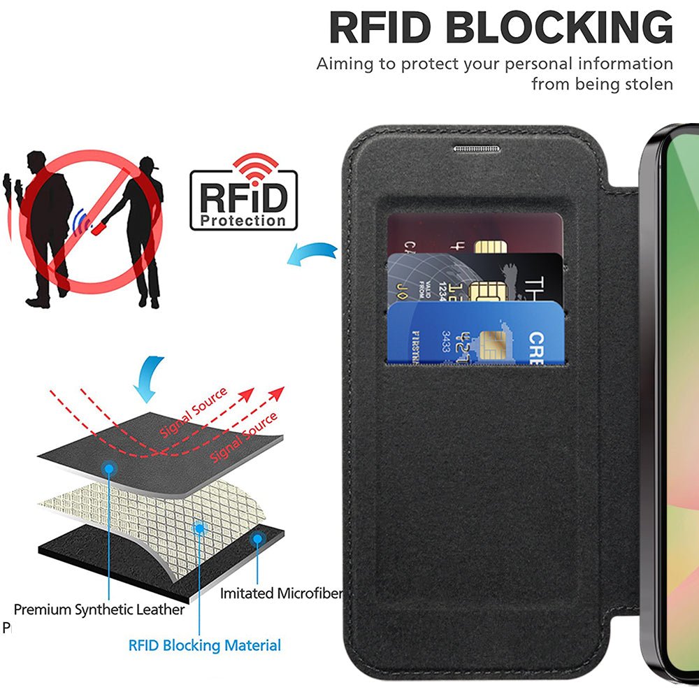 Techsuit Samsung Galaxy A26 5G - Θήκη Βιβλίο με MagSafe με Υποδοχές Καρτών και RFID Προστασία - SmartMag Book Case - Black