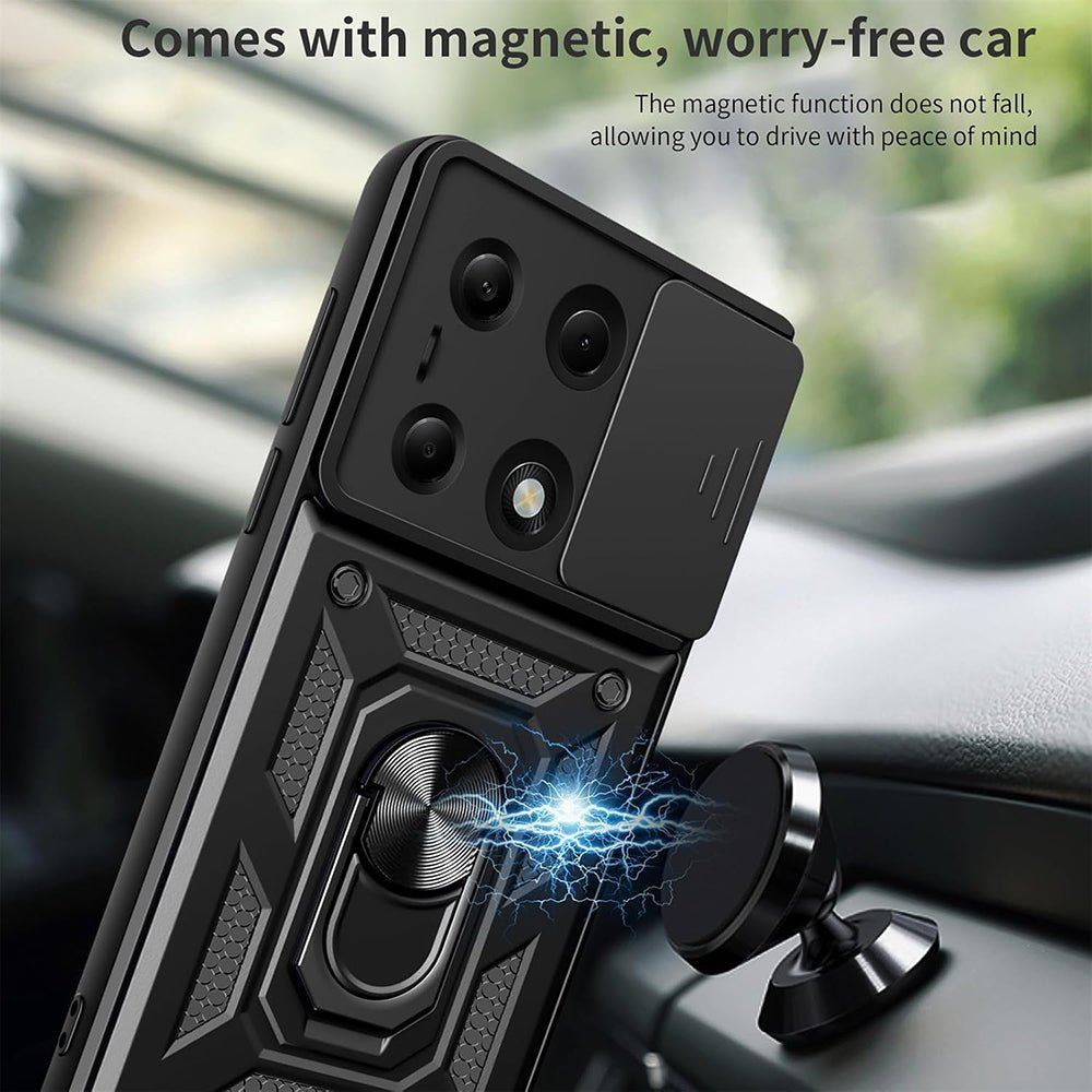 Techsuit Samsung Galaxy A37 5G - Σκληρή Θήκη με Προστασία Καμερών και Δαχτυλίδι Συγκράτησης - CamShield - Black