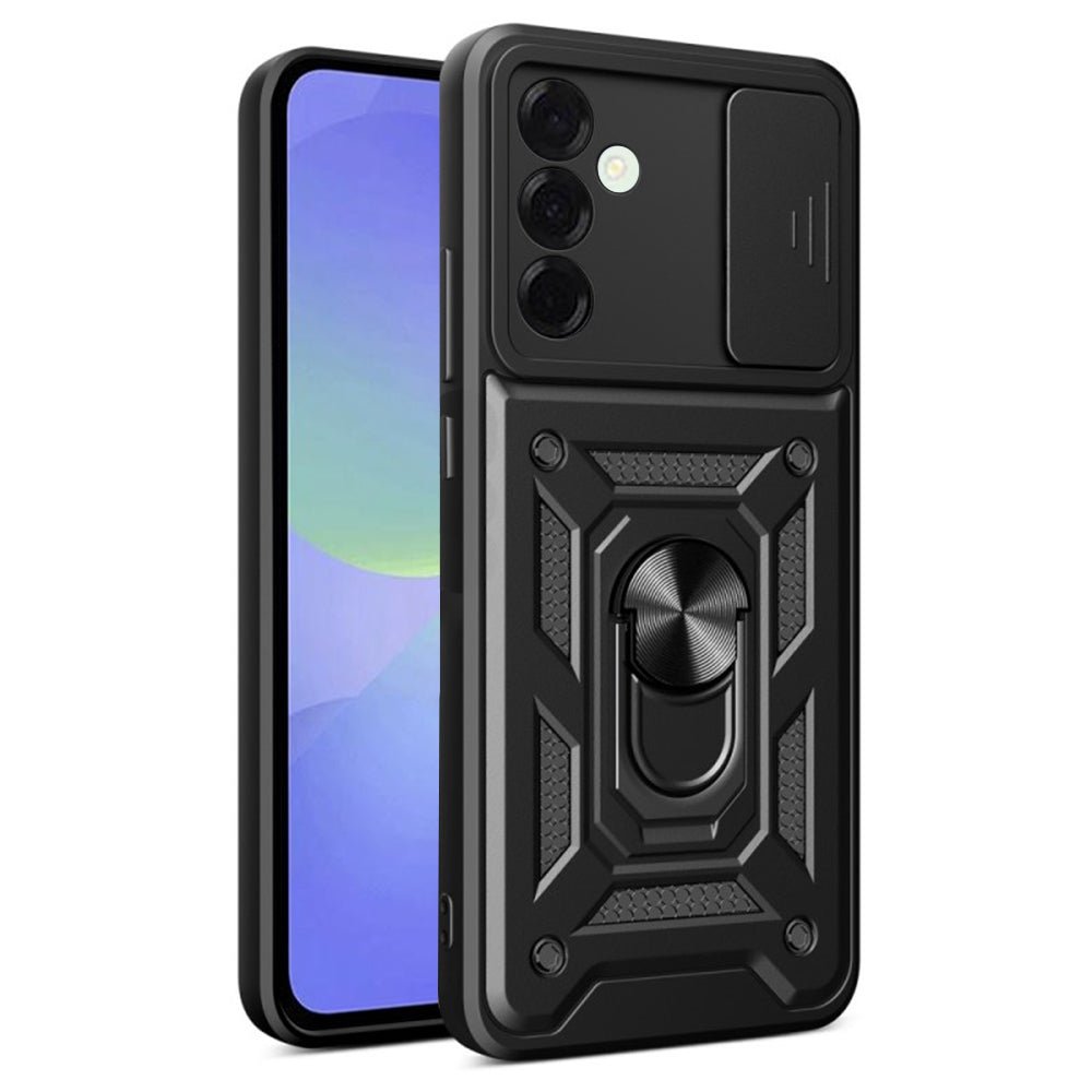 Techsuit Samsung Galaxy A37 5G - Σκληρή Θήκη με Προστασία Καμερών και Δαχτυλίδι Συγκράτησης - CamShield - Black
