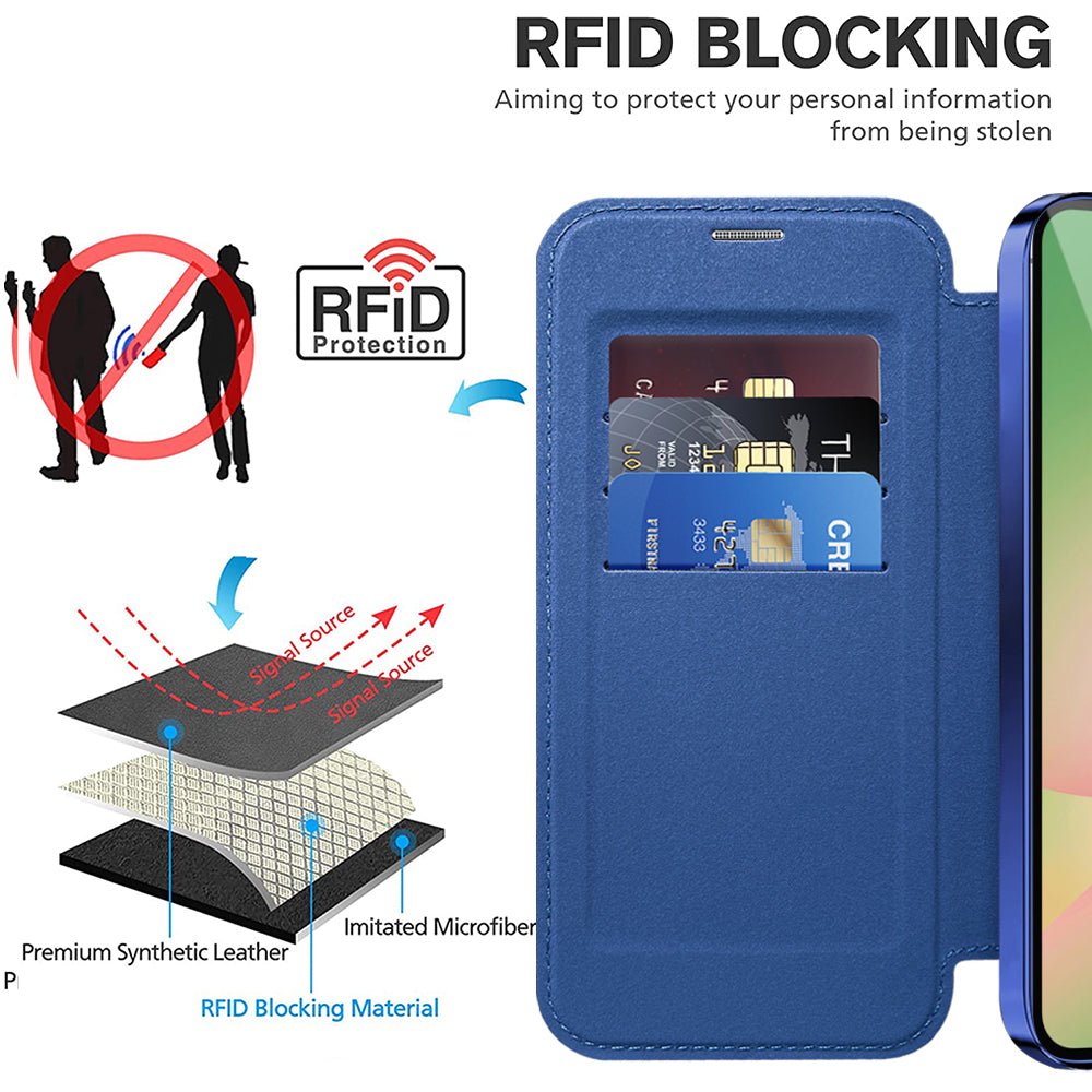 Techsuit Samsung Galaxy A37 5G - Θήκη Βιβλίο με MagSafe με Υποδοχές Καρτών και RFID Προστασία - SmartMag Book Case - Blue