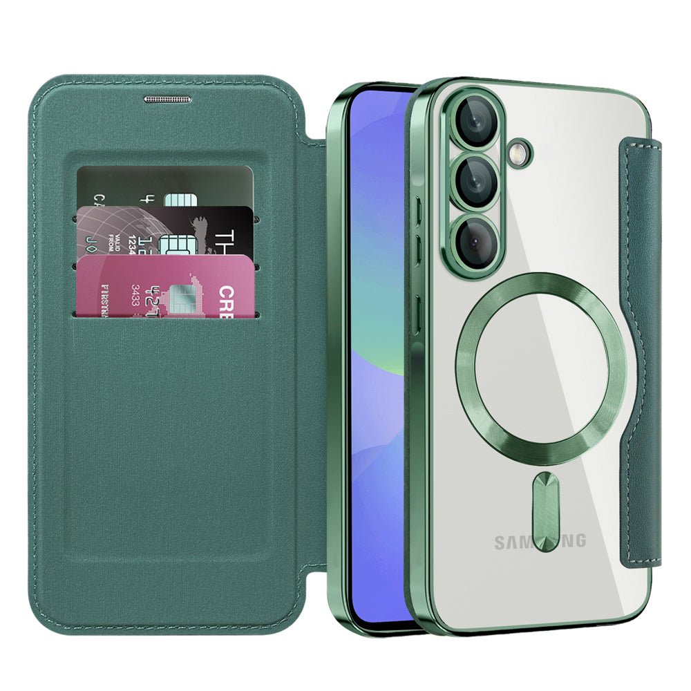 Techsuit Samsung Galaxy A37 5G - Θήκη Βιβλίο με MagSafe με Υποδοχές Καρτών και RFID Προστασία - SmartMag Book Case - Green