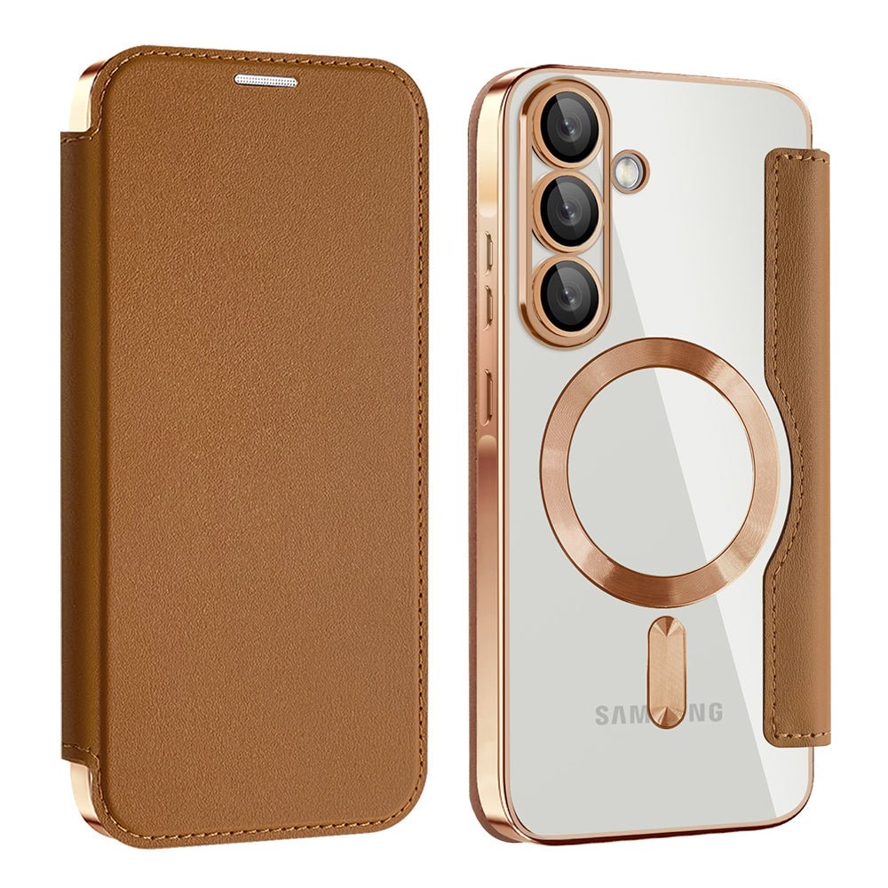 Techsuit Samsung Galaxy A56 5G - Θήκη Βιβλίο με MagSafe με Υποδοχές Καρτών και RFID Προστασία - SmartMag Book Case - Brown