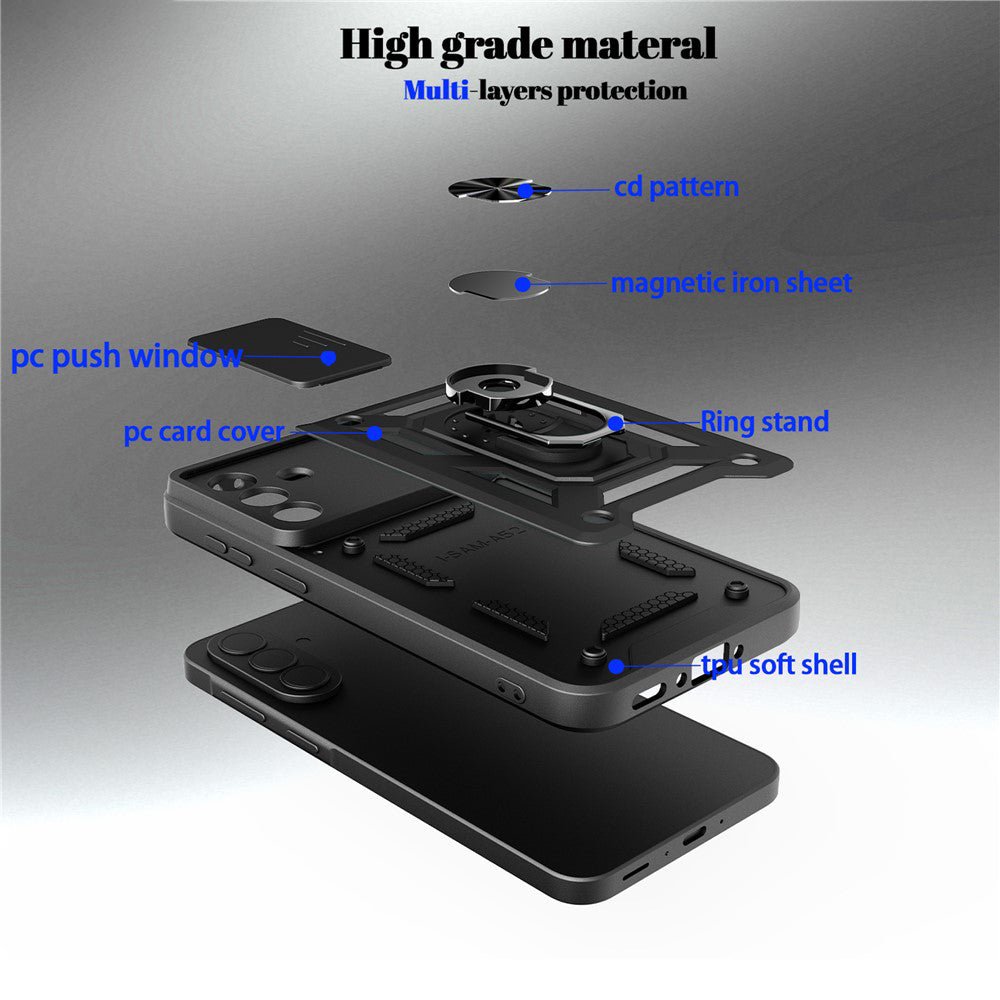 Techsuit Samsung Galaxy A57 5G - Σκληρή Θήκη με Προστασία Καμερών και Δαχτυλίδι Συγκράτησης - CamShield - Black