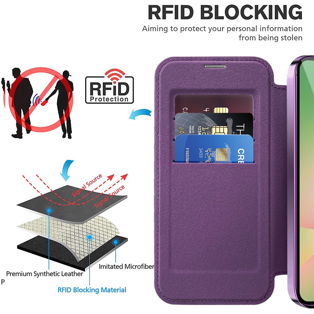 Techsuit Samsung Galaxy A57 5G - Θήκη Βιβλίο με MagSafe με Υποδοχές Καρτών και RFID Προστασία - SmartMag Book Case - Purple