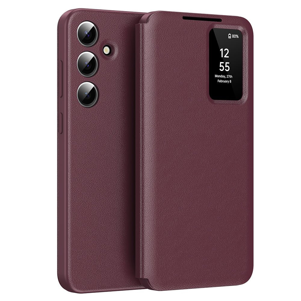 Techsuit Samsung Galaxy S24 FE - Θήκη Βιβλίο με Θέση για 1 Κάρτα - SmartView Series - Red