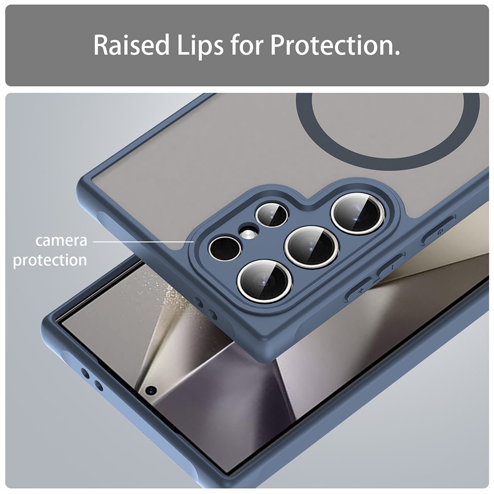 Techsuit Samsung Galaxy S24 Ultra - Σκληρή Θήκη με Πλαίσιο Σιλικόνης και MagSafe - HaloFrost II MagSafe - Navy Blue