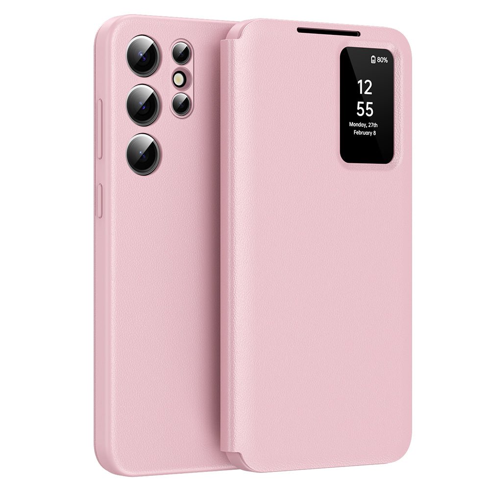 Techsuit Samsung Galaxy S24 Ultra - Θήκη Βιβλίο με Θέση για 1 Κάρτα - SmartView Series - Pink