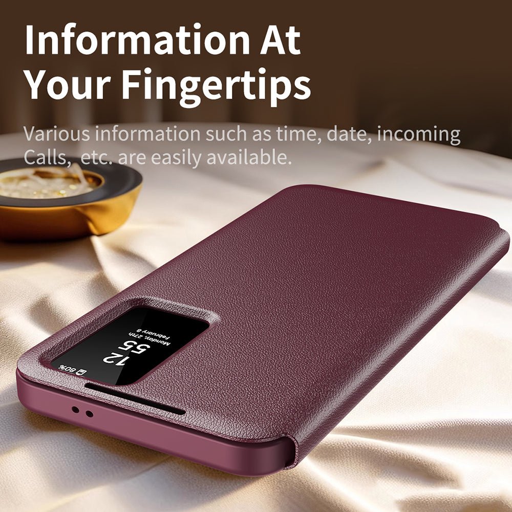 Techsuit Samsung Galaxy S24 Ultra - Θήκη Βιβλίο με Θέση για 1 Κάρτα - SmartView Series - Red