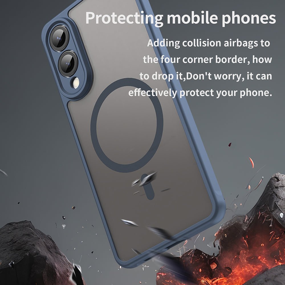 Techsuit Samsung Galaxy S25 Edge - Σκληρή Θήκη με Πλαίσιο Σιλικόνης και MagSafe - HaloFrost II MagSafe - Navy Blue