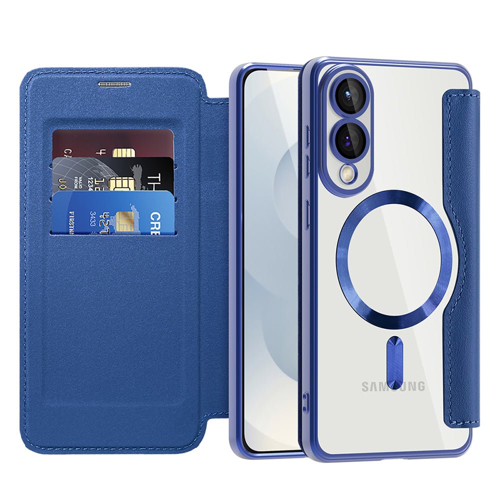 Techsuit Samsung Galaxy S25 Edge - Θήκη Βιβλίο με MagSafe με Υποδοχές Καρτών και RFID Προστασία - SmartMag Book Case - Blue