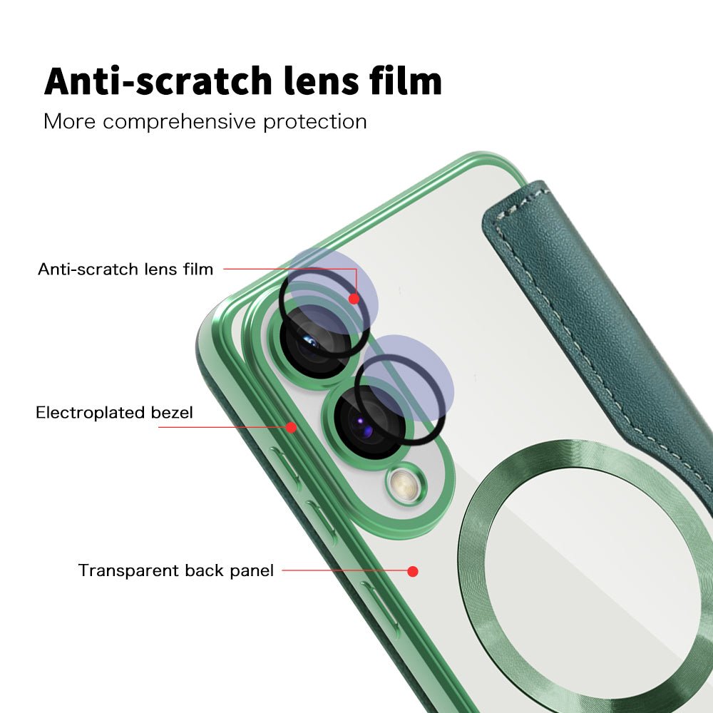 Techsuit Samsung Galaxy S25 Edge - Θήκη Βιβλίο με MagSafe με Υποδοχές Καρτών και RFID Προστασία - SmartMag Book Case - Green