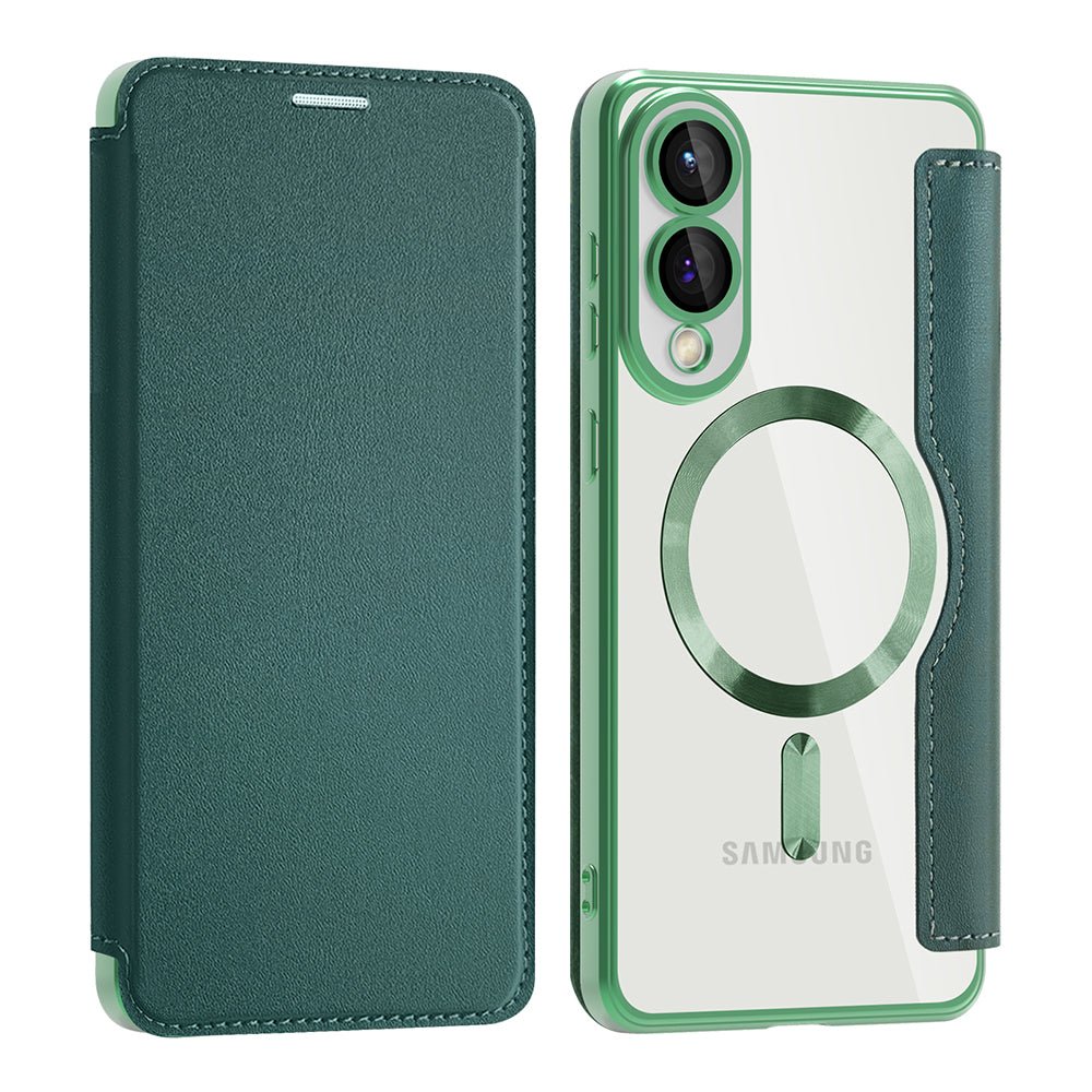 Techsuit Samsung Galaxy S25 Edge - Θήκη Βιβλίο με MagSafe με Υποδοχές Καρτών και RFID Προστασία - SmartMag Book Case - Green