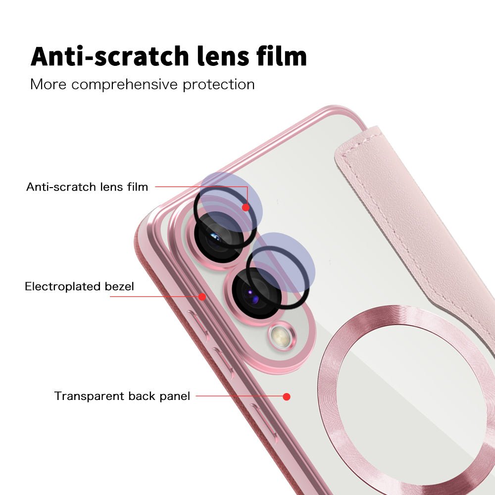 Techsuit Samsung Galaxy S25 Edge - Θήκη Βιβλίο με MagSafe με Υποδοχές Καρτών και RFID Προστασία - SmartMag Book Case - Pink