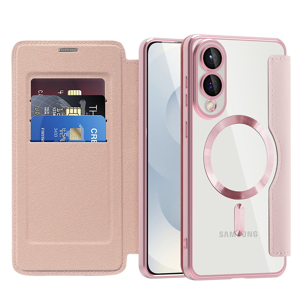 Techsuit Samsung Galaxy S25 Edge - Θήκη Βιβλίο με MagSafe με Υποδοχές Καρτών και RFID Προστασία - SmartMag Book Case - Pink