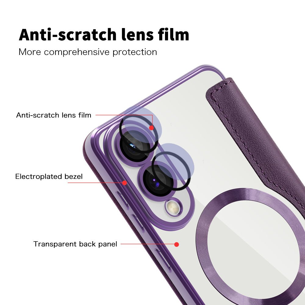 Techsuit Samsung Galaxy S25 Edge - Θήκη Βιβλίο με MagSafe με Υποδοχές Καρτών και RFID Προστασία - SmartMag Book Case - Purple