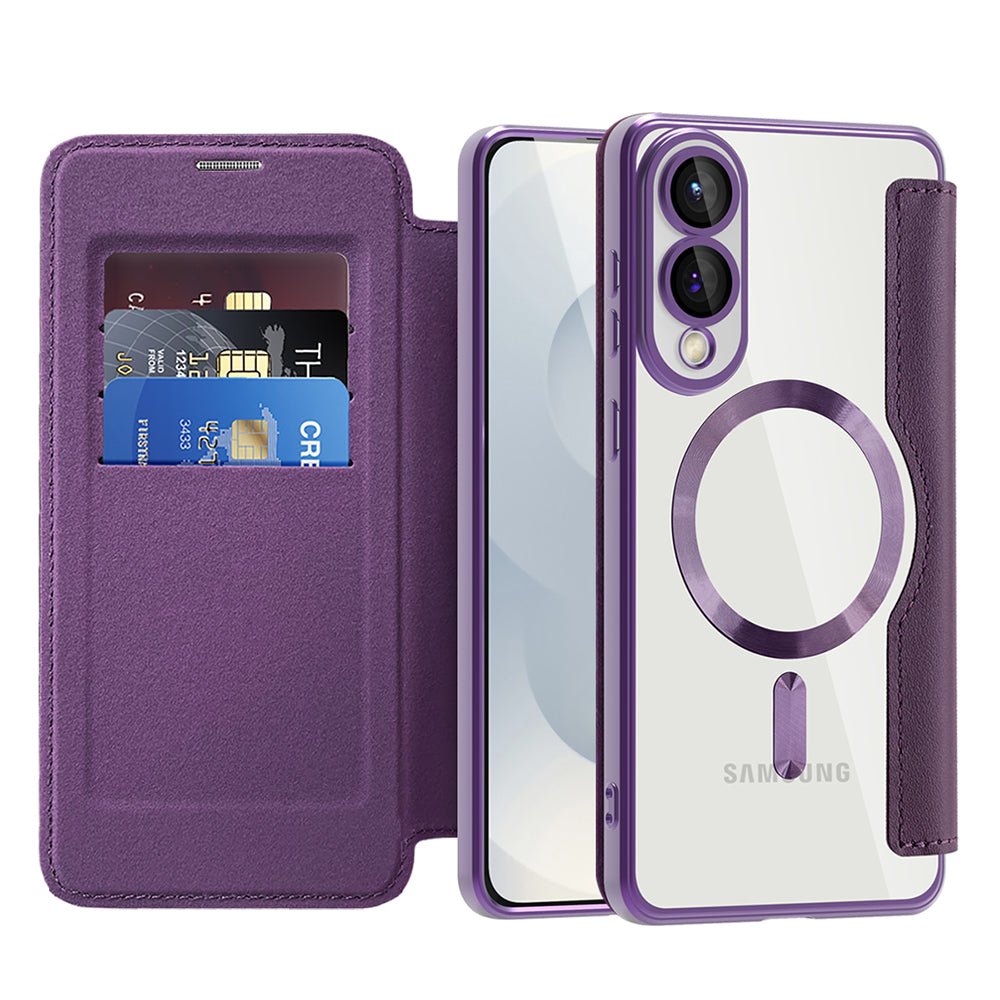 Techsuit Samsung Galaxy S25 Edge - Θήκη Βιβλίο με MagSafe με Υποδοχές Καρτών και RFID Προστασία - SmartMag Book Case - Purple