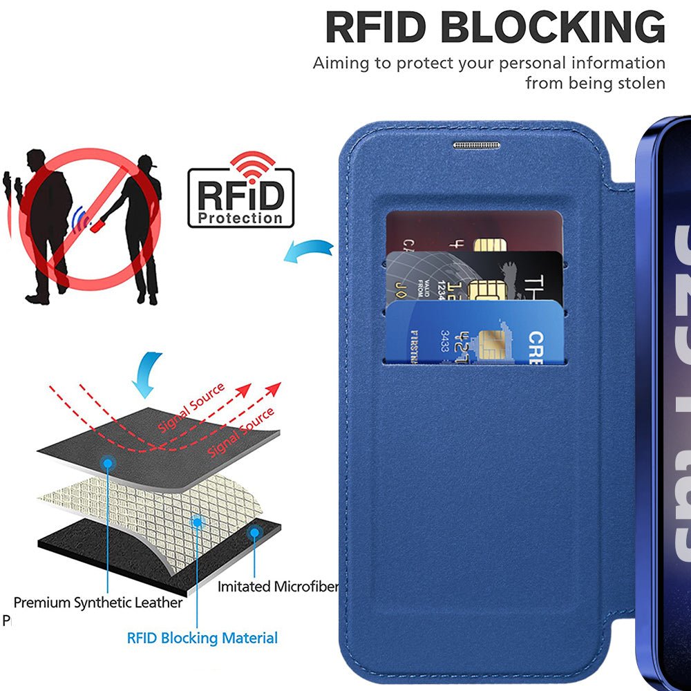 Techsuit Samsung Galaxy S25 Plus - Θήκη Βιβλίο με MagSafe με Υποδοχές Καρτών και RFID Προστασία - SmartMag Book Case - Blue