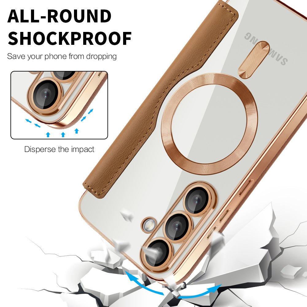 Techsuit Samsung Galaxy S25 Plus - Θήκη Βιβλίο με MagSafe με Υποδοχές Καρτών και RFID Προστασία - SmartMag Book Case - Brown