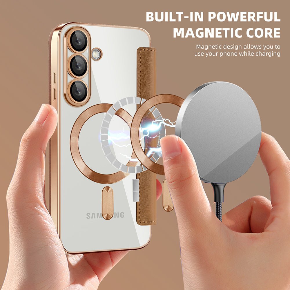 Techsuit Samsung Galaxy S25 Plus - Θήκη Βιβλίο με MagSafe με Υποδοχές Καρτών και RFID Προστασία - SmartMag Book Case - Brown