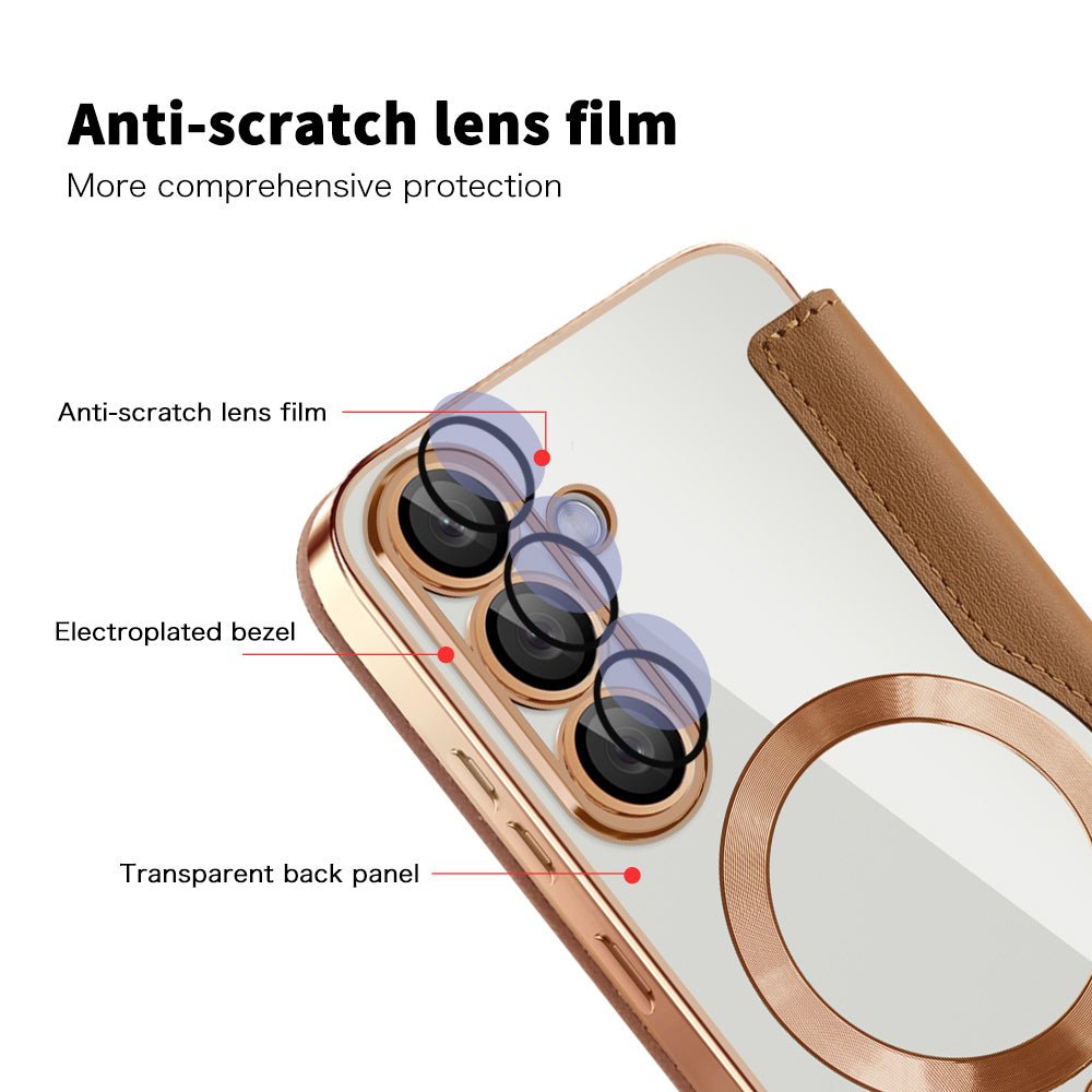 Techsuit Samsung Galaxy S25 Plus - Θήκη Βιβλίο με MagSafe με Υποδοχές Καρτών και RFID Προστασία - SmartMag Book Case - Brown
