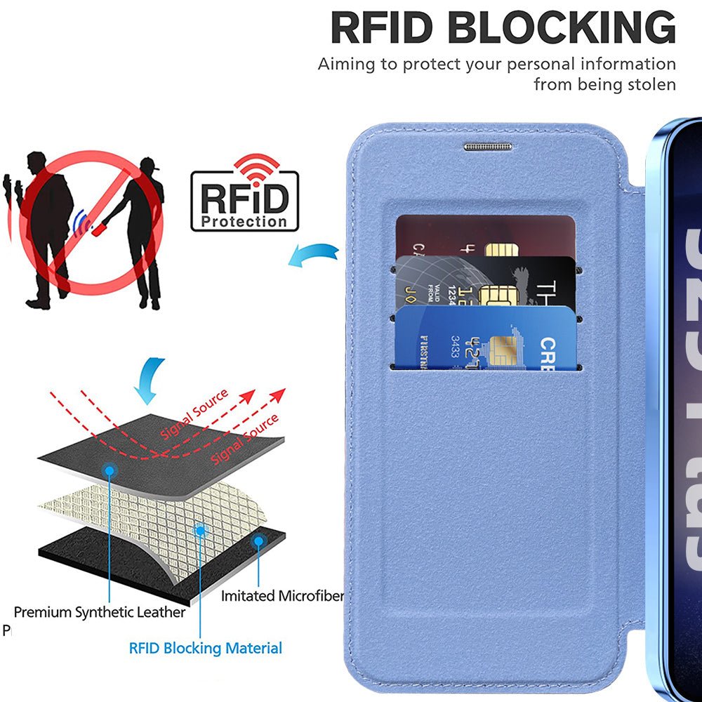 Techsuit Samsung Galaxy S25 Plus - Θήκη Βιβλίο με MagSafe με Υποδοχές Καρτών και RFID Προστασία - SmartMag Book Case - Light Blue