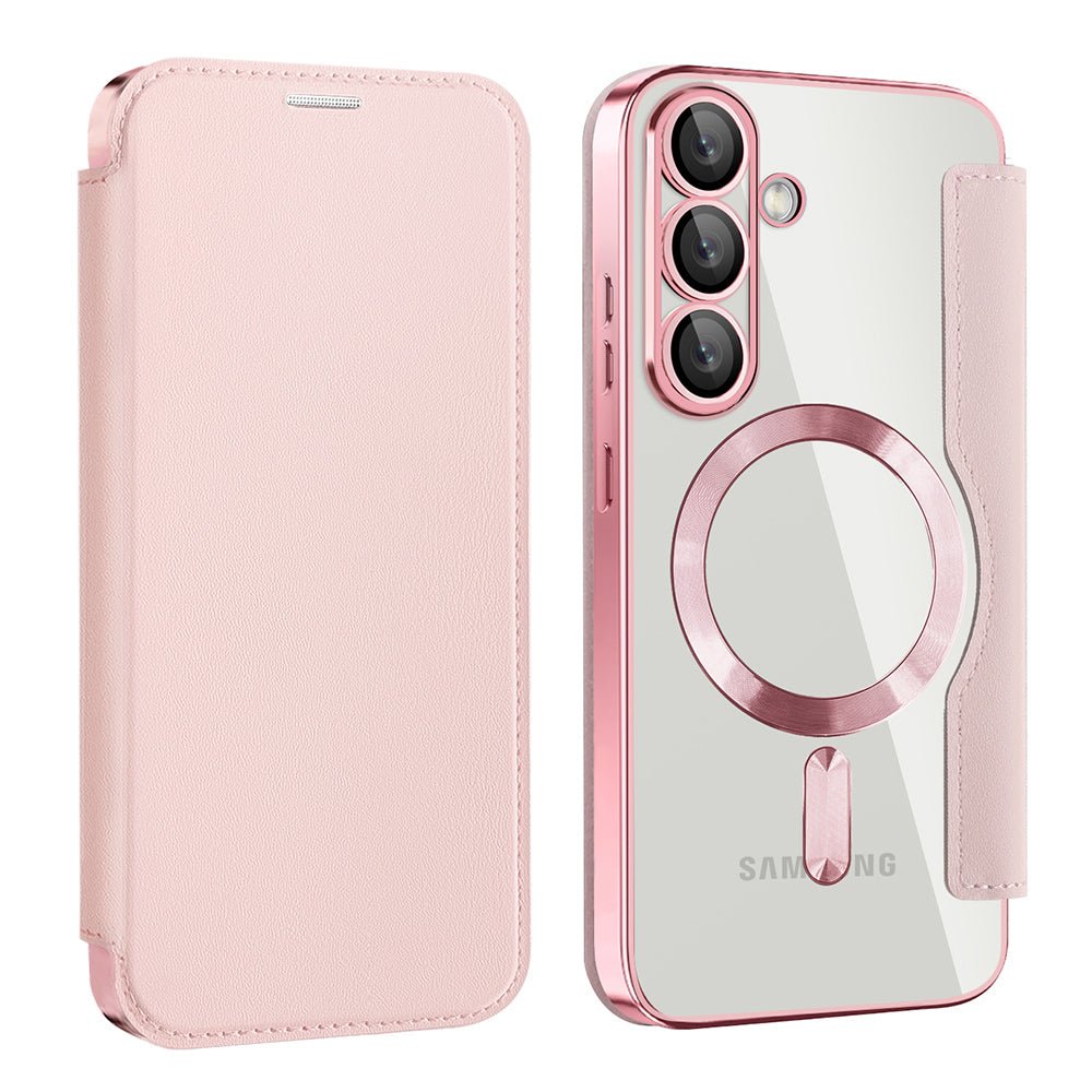 Techsuit Samsung Galaxy S25 Plus - Θήκη Βιβλίο με MagSafe με Υποδοχές Καρτών και RFID Προστασία - SmartMag Book Case - Pink