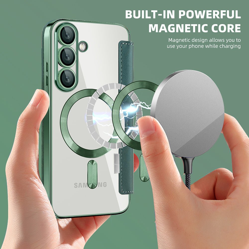 Techsuit Samsung Galaxy S25 - Θήκη Βιβλίο με MagSafe με Υποδοχές Καρτών και RFID Προστασία - SmartMag Book Case - Green