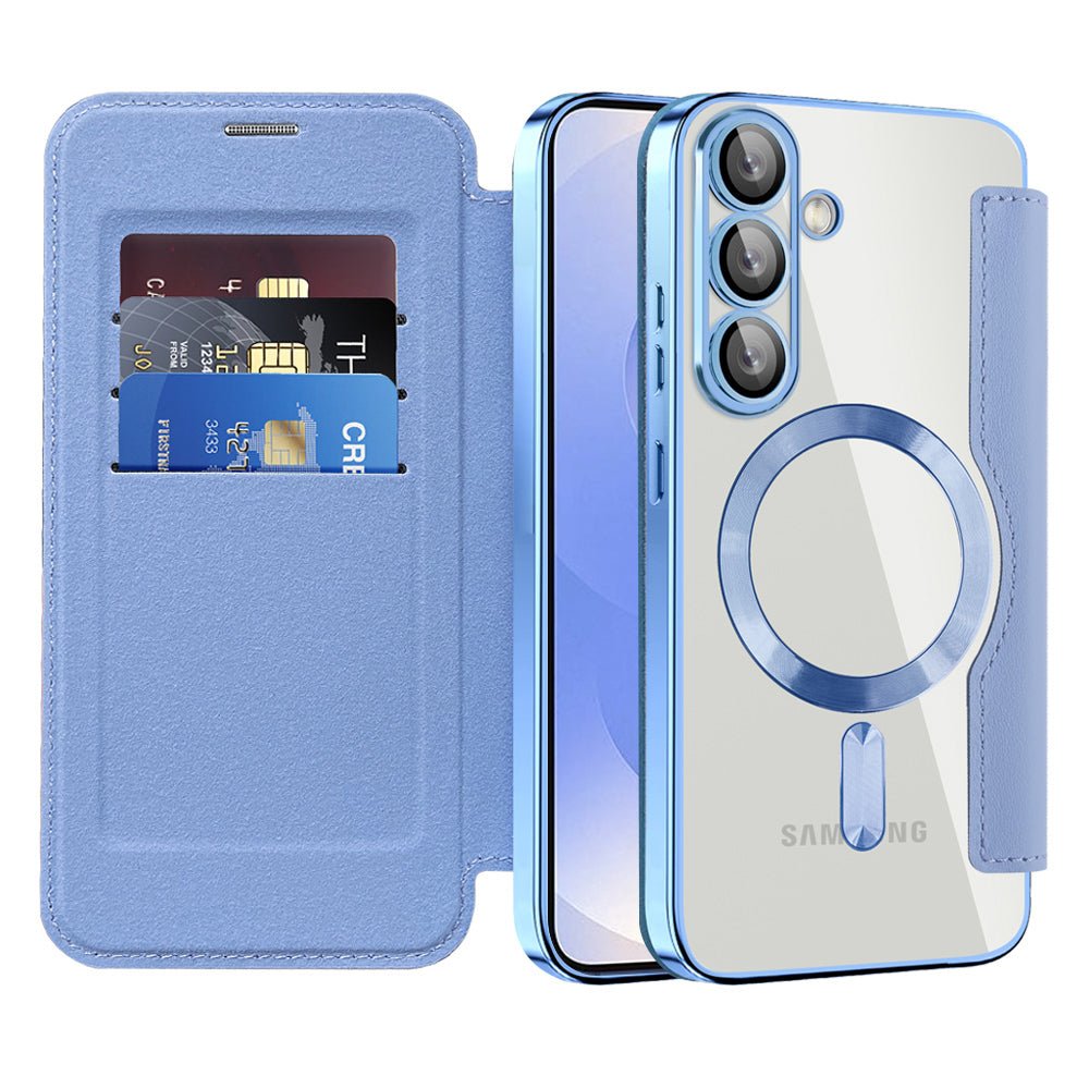 Techsuit Samsung Galaxy S25 - Θήκη Βιβλίο με MagSafe με Υποδοχές Καρτών και RFID Προστασία - SmartMag Book Case - Light Blue