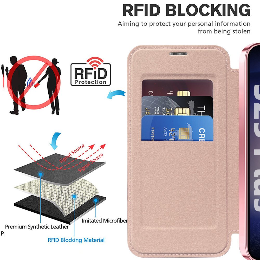 Techsuit Samsung Galaxy S25 - Θήκη Βιβλίο με MagSafe με Υποδοχές Καρτών και RFID Προστασία - SmartMag Book Case - Pink