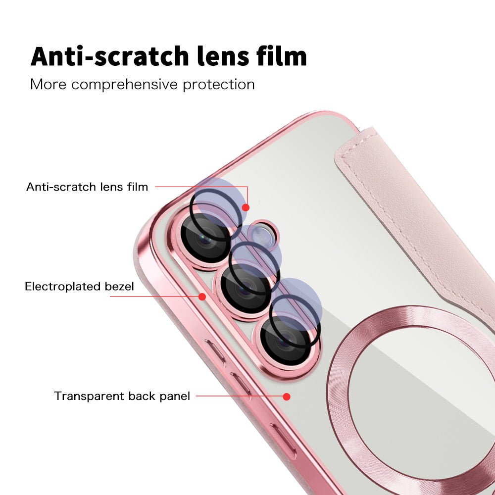 Techsuit Samsung Galaxy S25 - Θήκη Βιβλίο με MagSafe με Υποδοχές Καρτών και RFID Προστασία - SmartMag Book Case - Pink