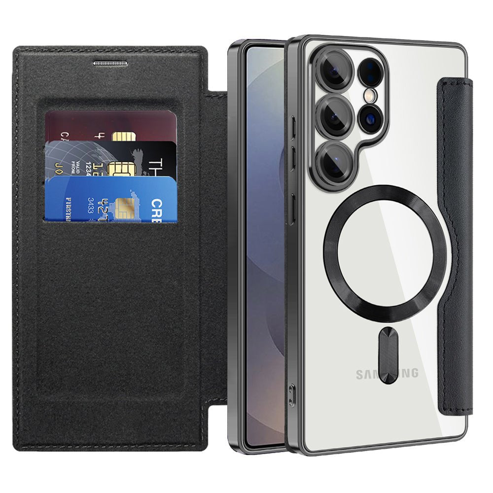 Techsuit Samsung Galaxy S25 Ultra - Θήκη Βιβλίο με MagSafe με Υποδοχές Καρτών και RFID Προστασία - SmartMag Book Case - Black