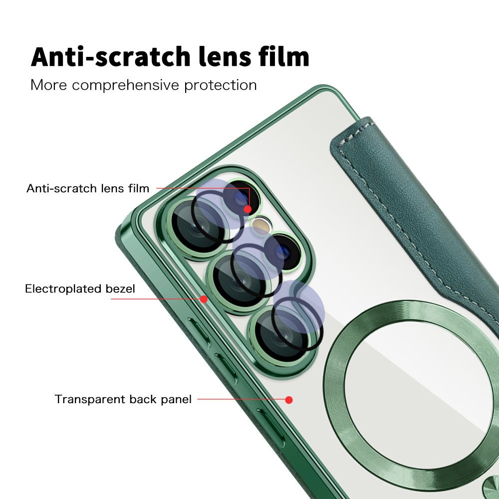 Techsuit Samsung Galaxy S25 Ultra - Θήκη Βιβλίο με MagSafe με Υποδοχές Καρτών και RFID Προστασία - SmartMag Book Case - Green
