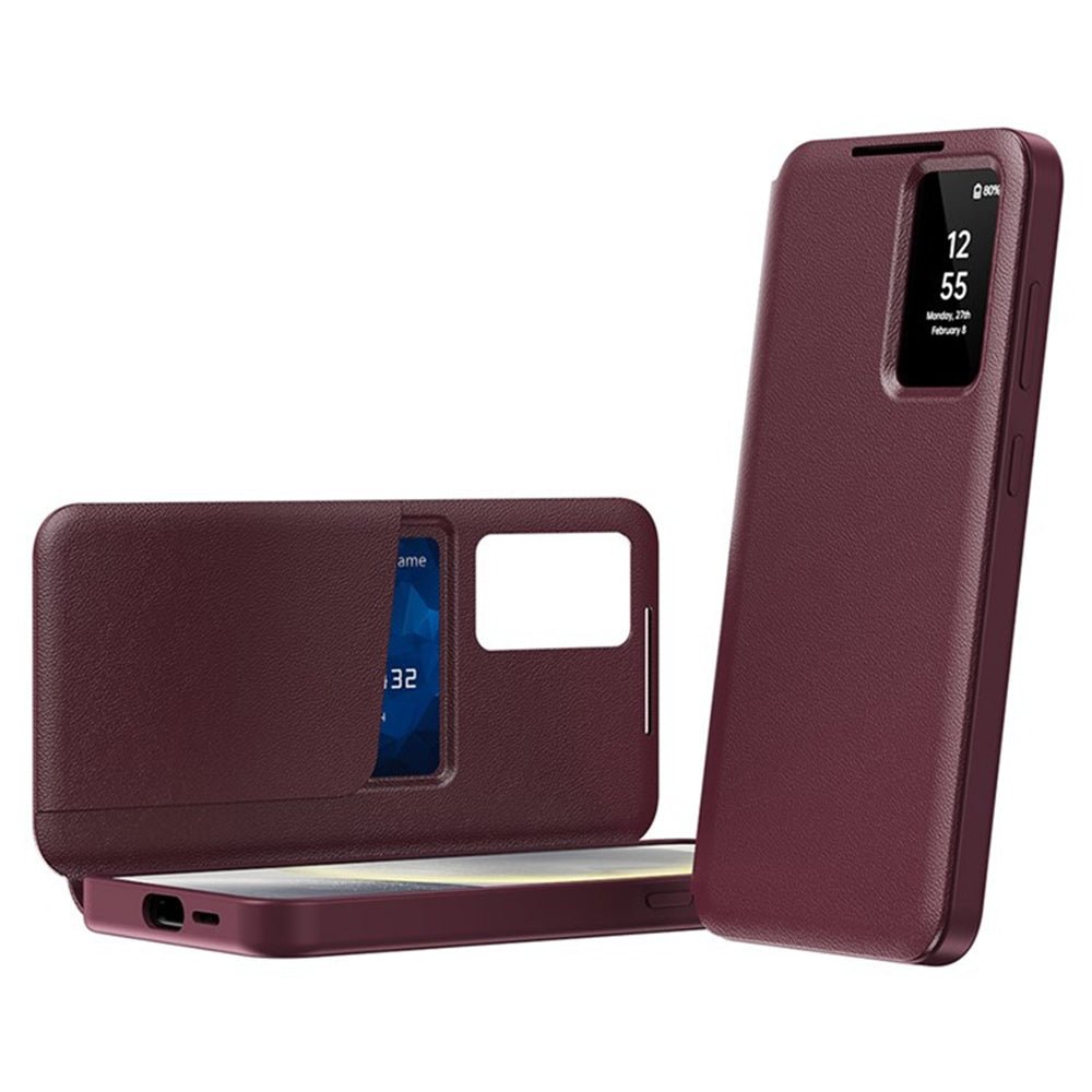 Techsuit Samsung Galaxy S25 Ultra - Θήκη Βιβλίο με Θέση για 1 Κάρτα - SmartView Series - Red
