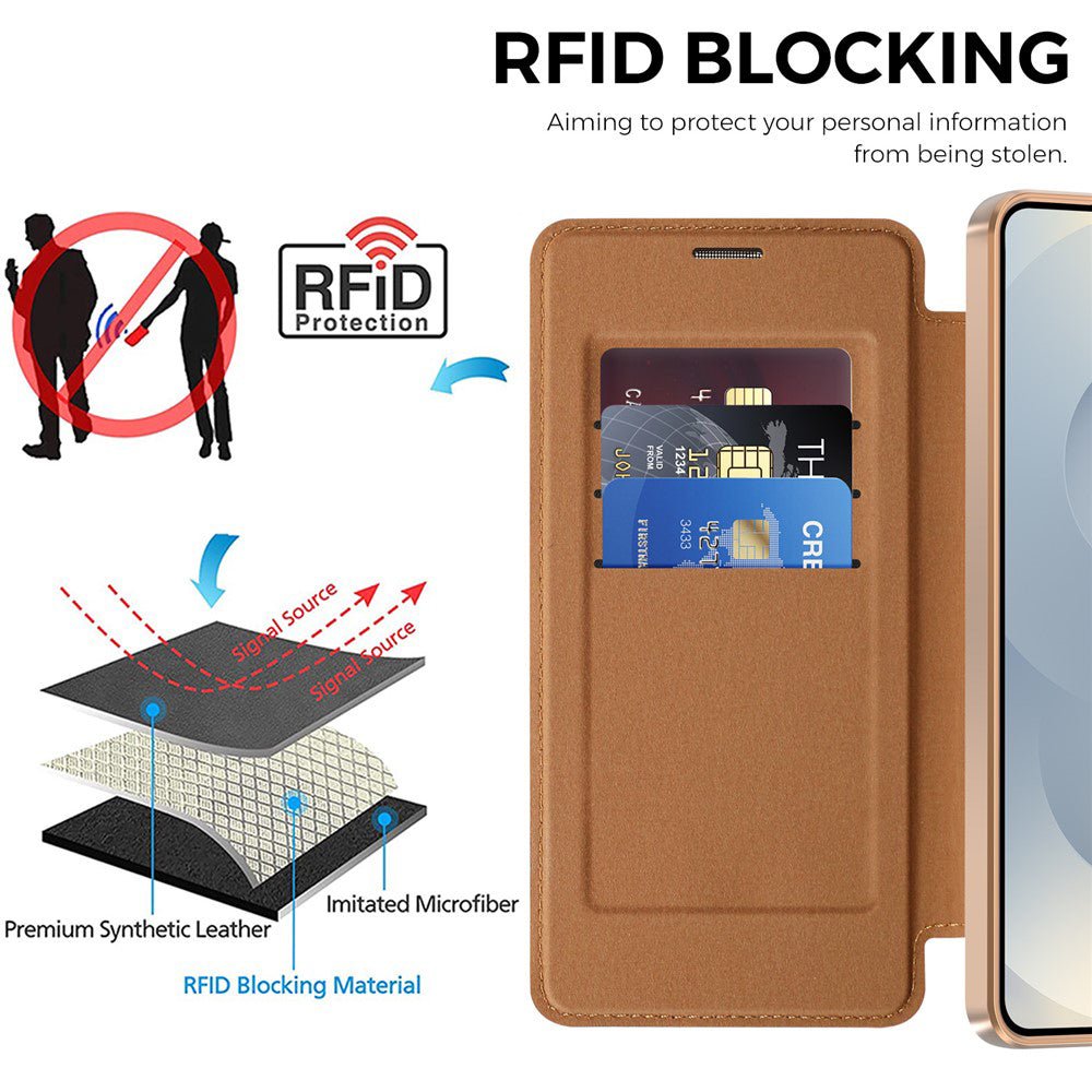 Techsuit Samsung Galaxy S26 Plus - Θήκη Βιβλίο με MagSafe με Υποδοχές Καρτών και RFID Προστασία - SmartMag Book Case - Brown