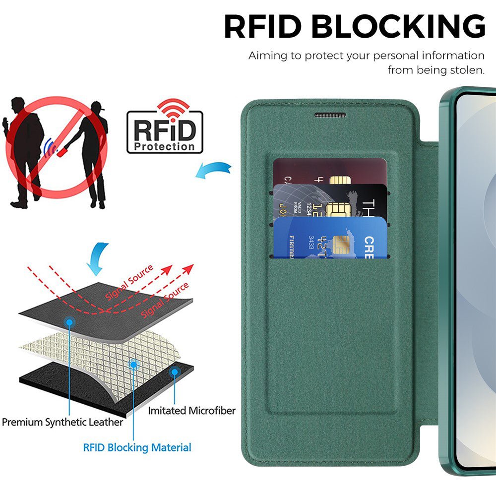 Techsuit Samsung Galaxy S26 Plus - Θήκη Βιβλίο με MagSafe με Υποδοχές Καρτών και RFID Προστασία - SmartMag Book Case - Green