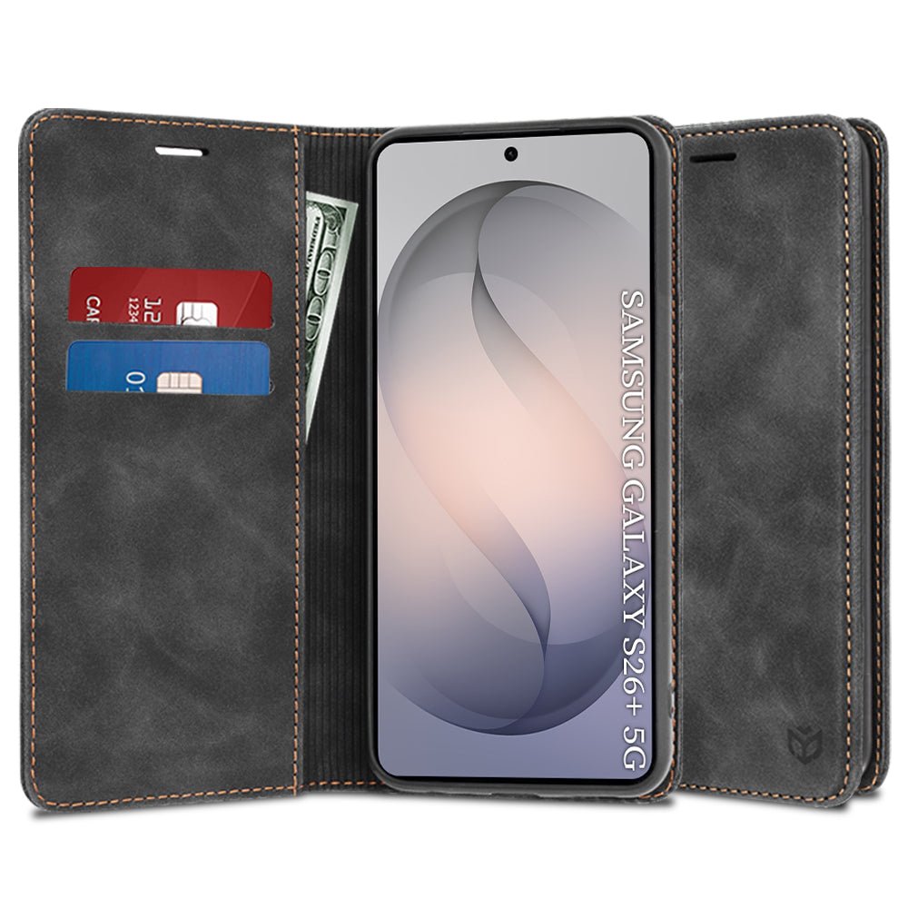 Techsuit Samsung Galaxy S26 Plus - Θήκη Πορτοφόλι από Δερματίνη με Stand - Confy Cover - Black