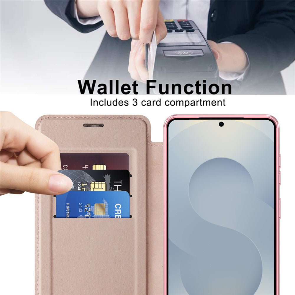 Techsuit Samsung Galaxy S26 - Θήκη Βιβλίο με MagSafe με Υποδοχές Καρτών και RFID Προστασία - SmartMag Book Case - Pink