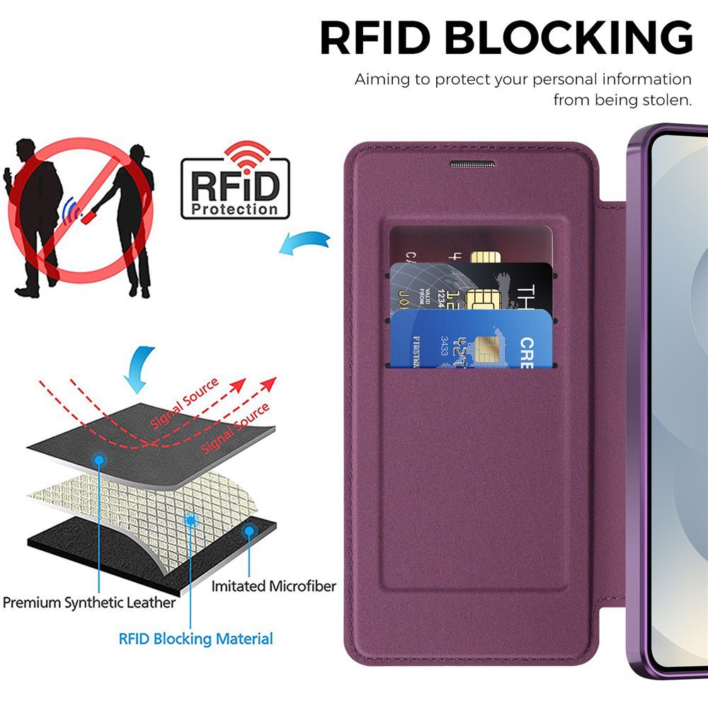 Techsuit Samsung Galaxy S26 - Θήκη Βιβλίο με MagSafe με Υποδοχές Καρτών και RFID Προστασία - SmartMag Book Case - Purple